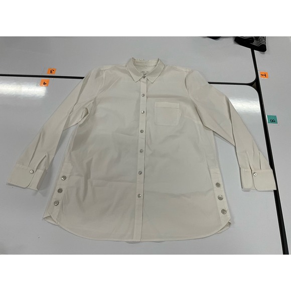 J. Jill The White Shirt Collection L Classic Long Sleeve Unique Button Side Seam - Picture 1 of 8